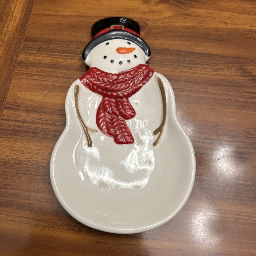 st nicholas square yuletide Snowman Red Scarf Spoon Rest Vintage